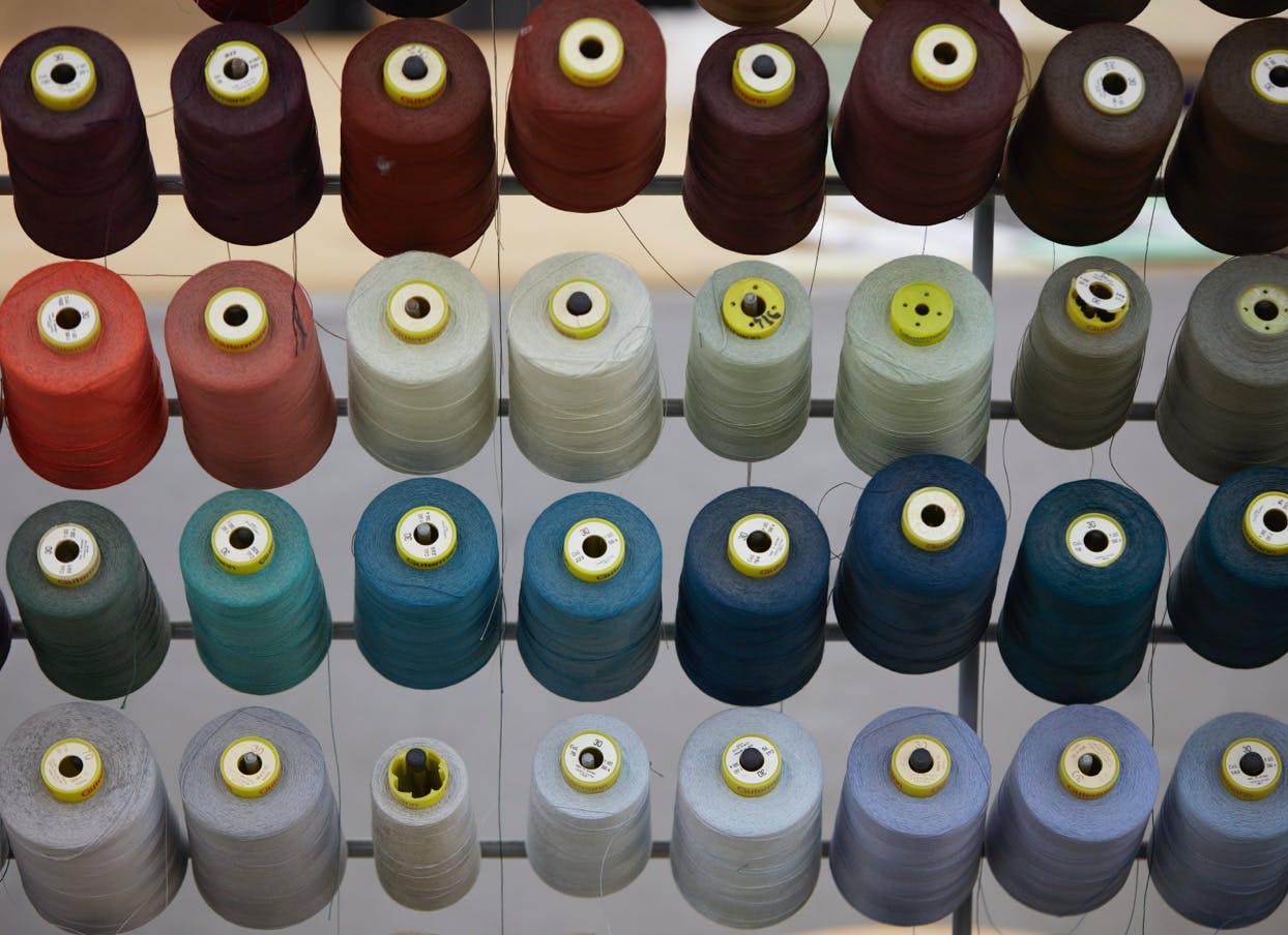 A selection of silk threads in different colours