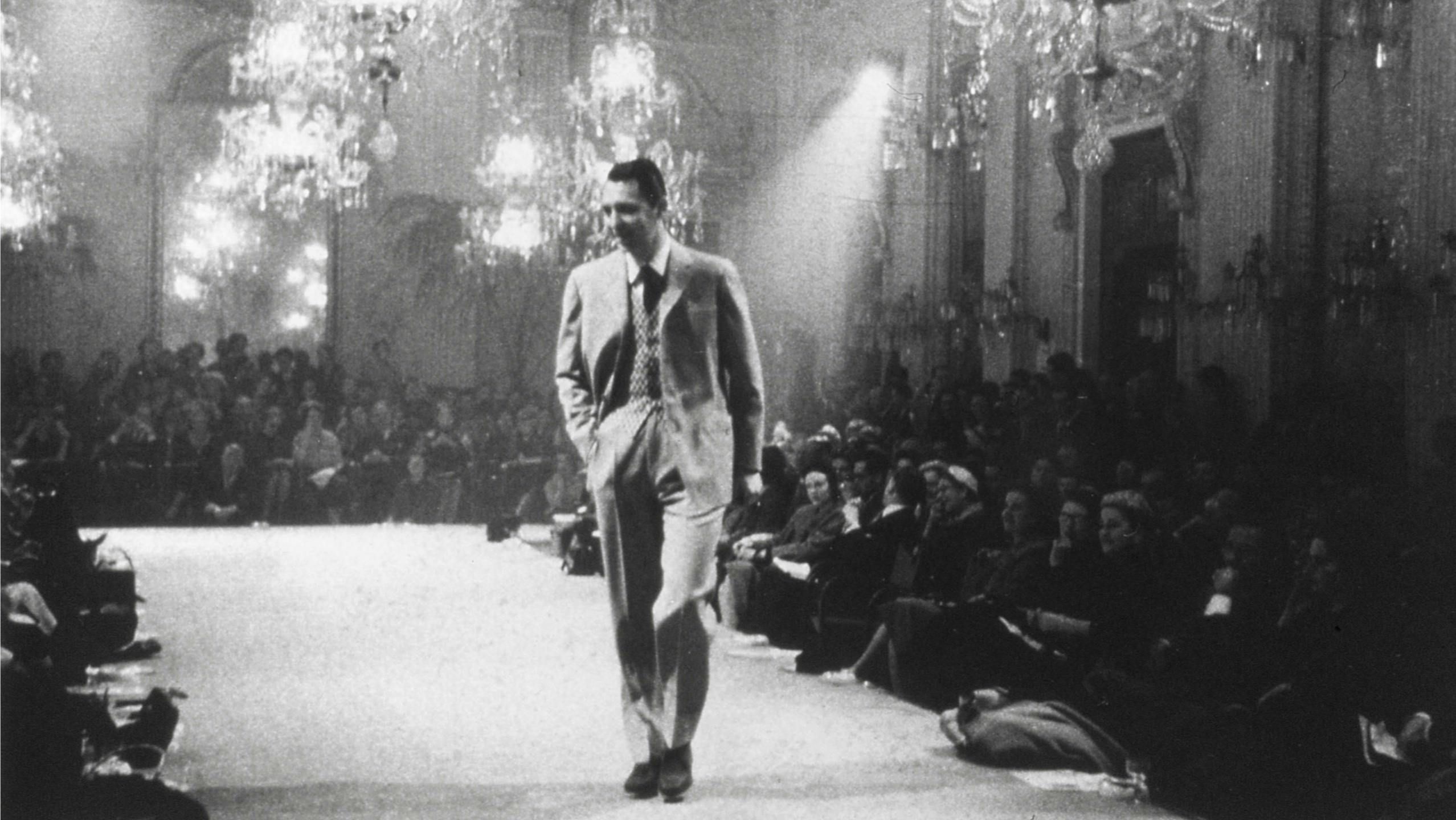 The first Brioni fashion show staged in the Sala Bianca at Palazzo Pitti in Florence, 1952