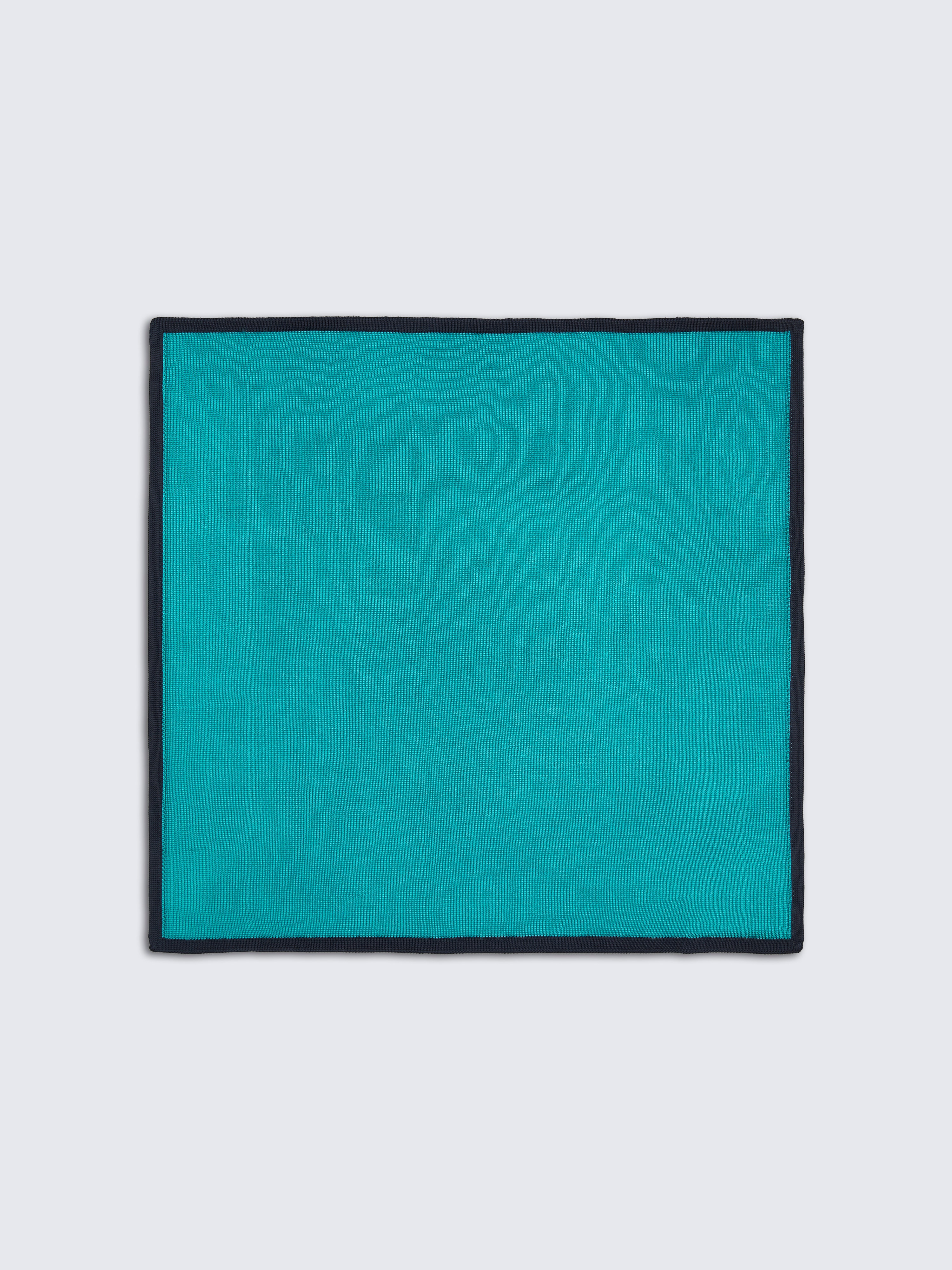 Turquoise and navy blue silk pocket square