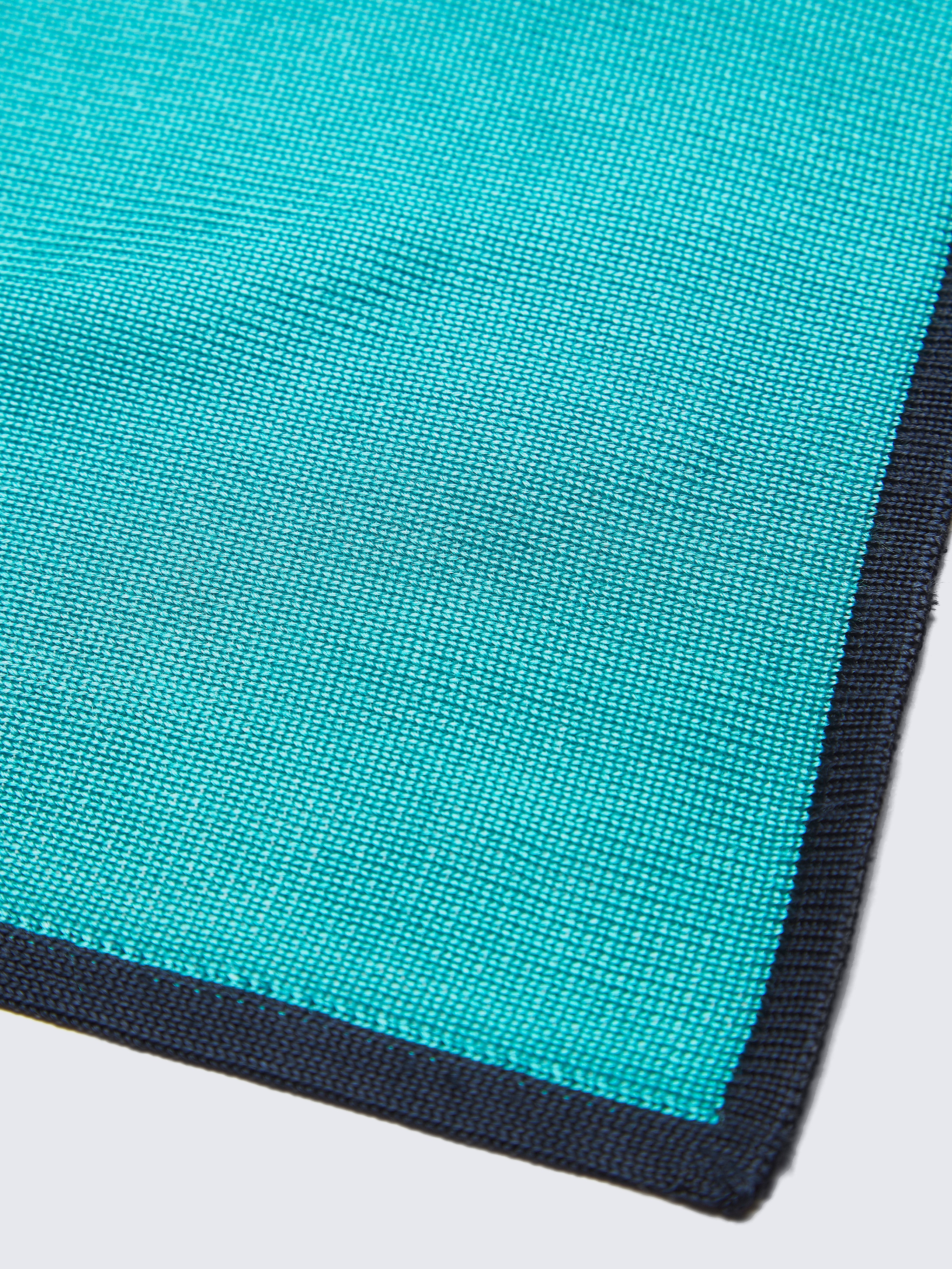 Turquoise and navy blue silk pocket square
