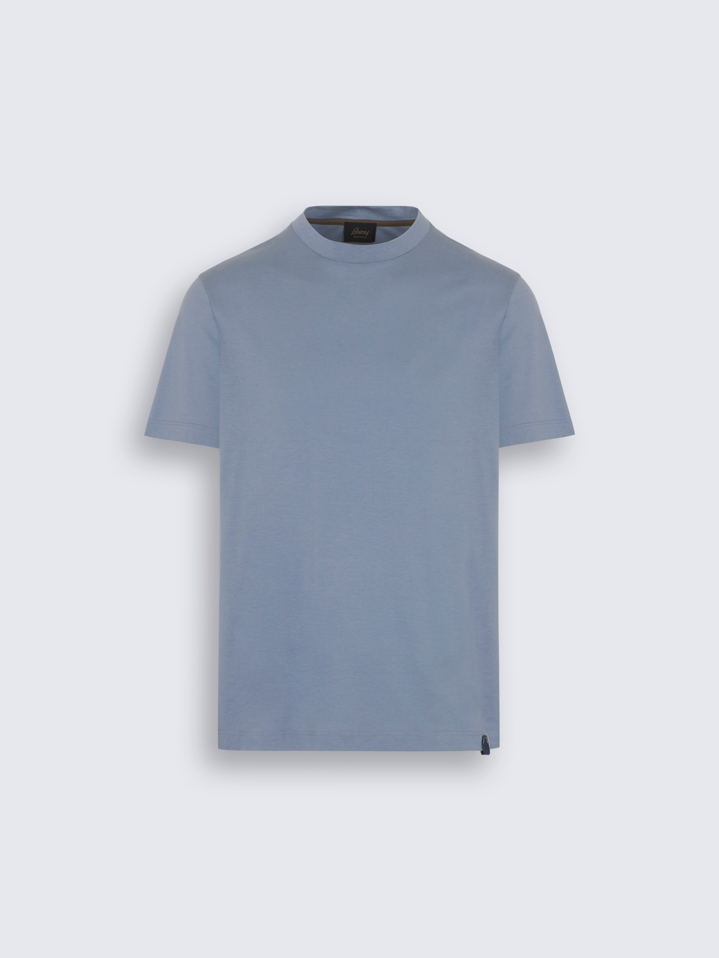 T-Shirt aus gasierter zertifizierter Baumwolle in Hellblau
