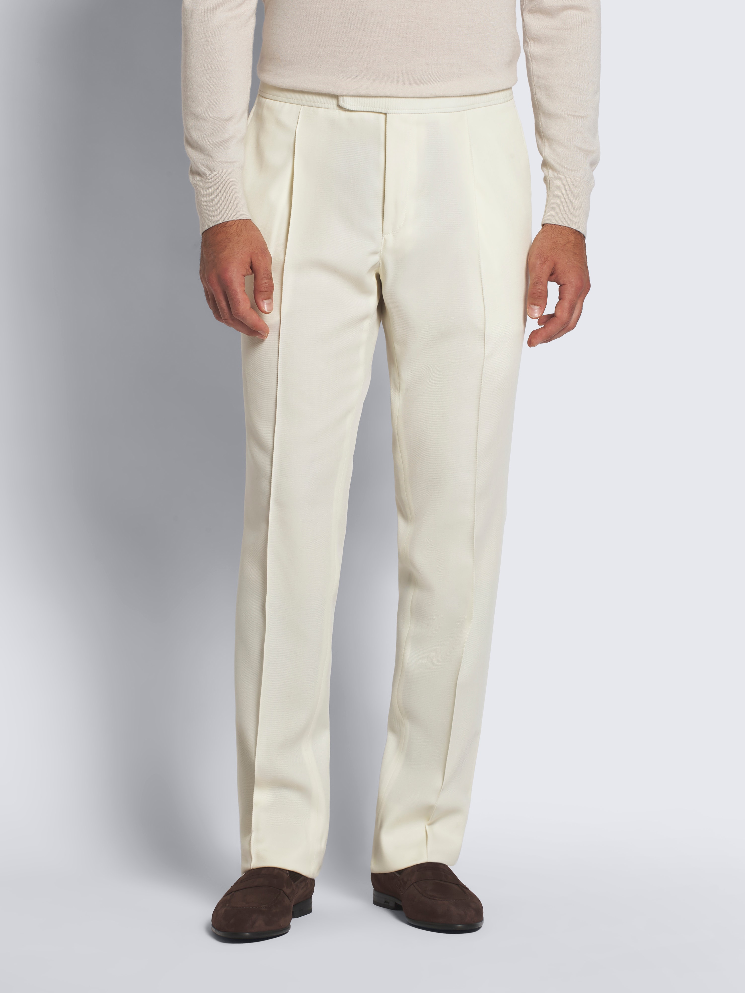 Ivory white responsible wool cavalry twill Melbourne trousers