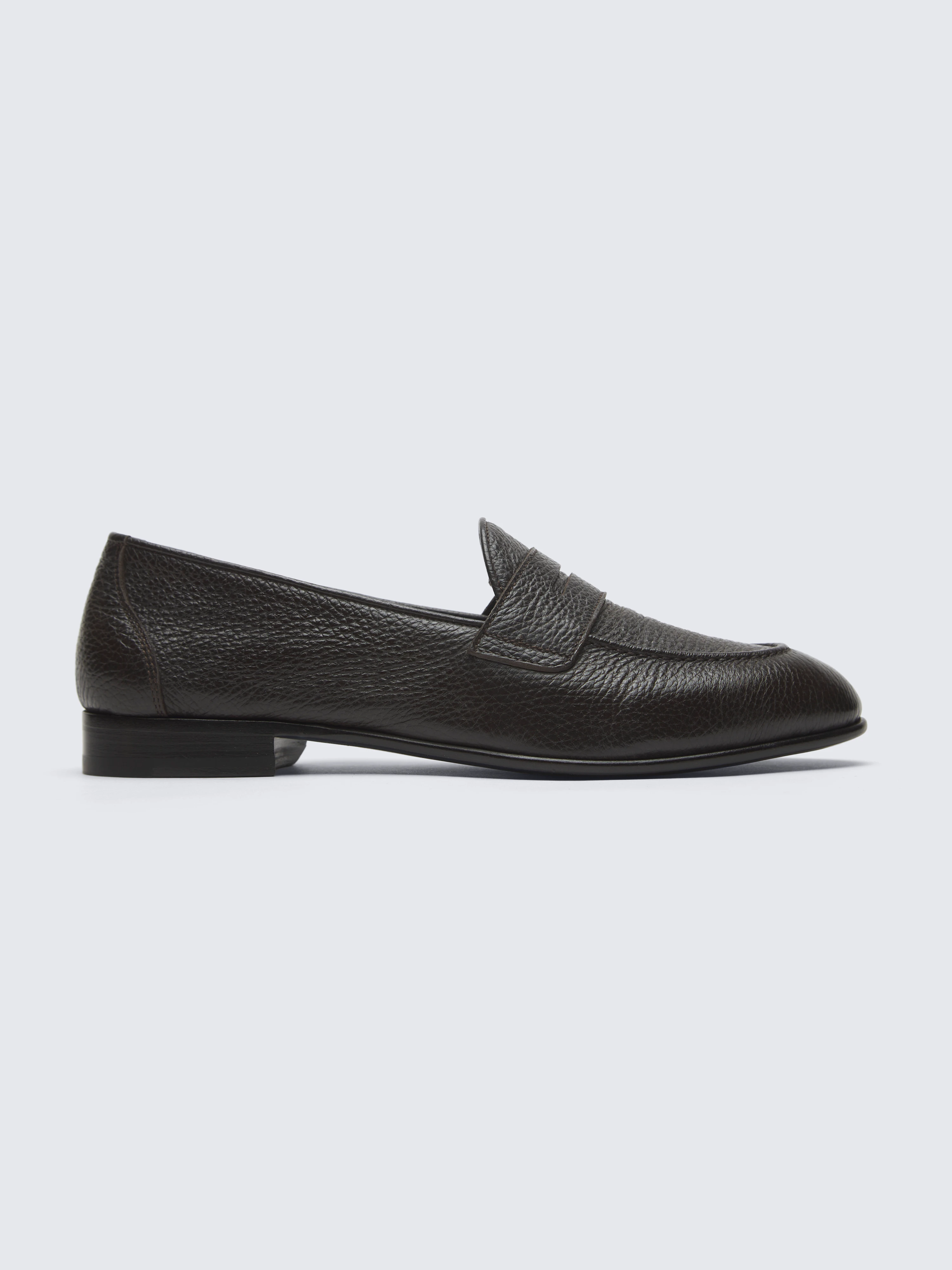 Dark brown deerskin leather Appia penny loafer