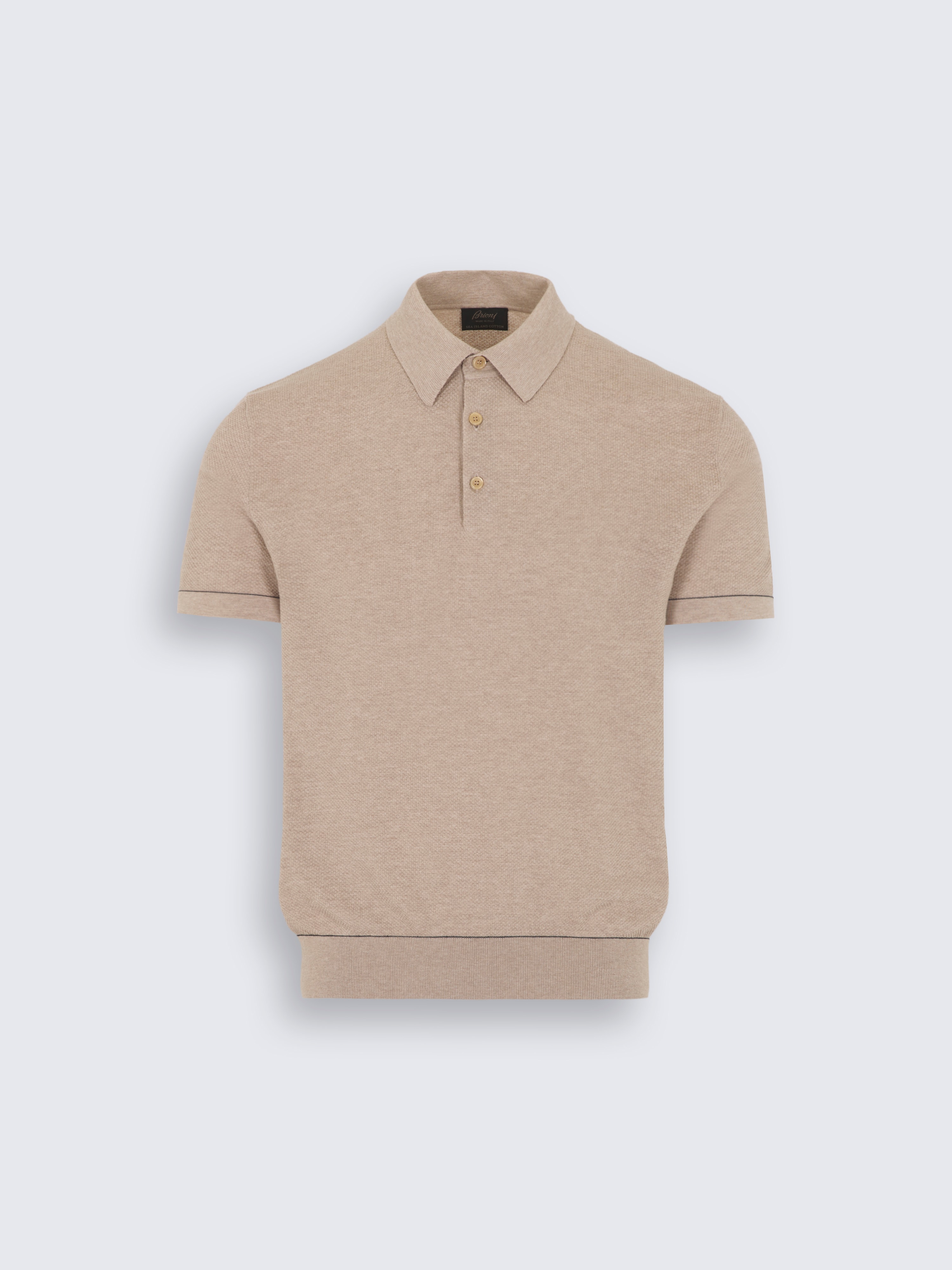 Beige Sea Island piqué cotton polo