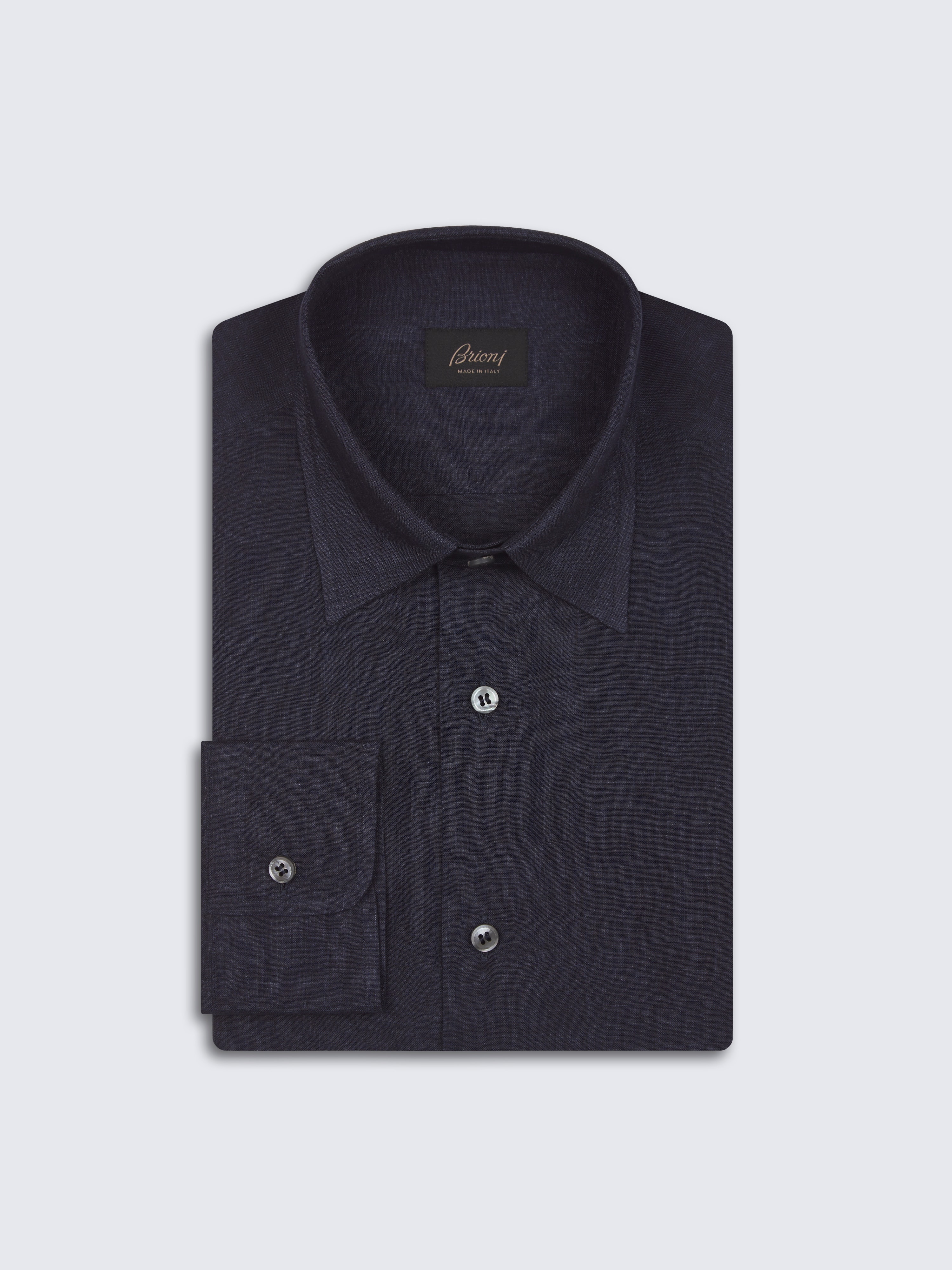 go toChemise à boutonnage dissimulé en lin bleu nuit