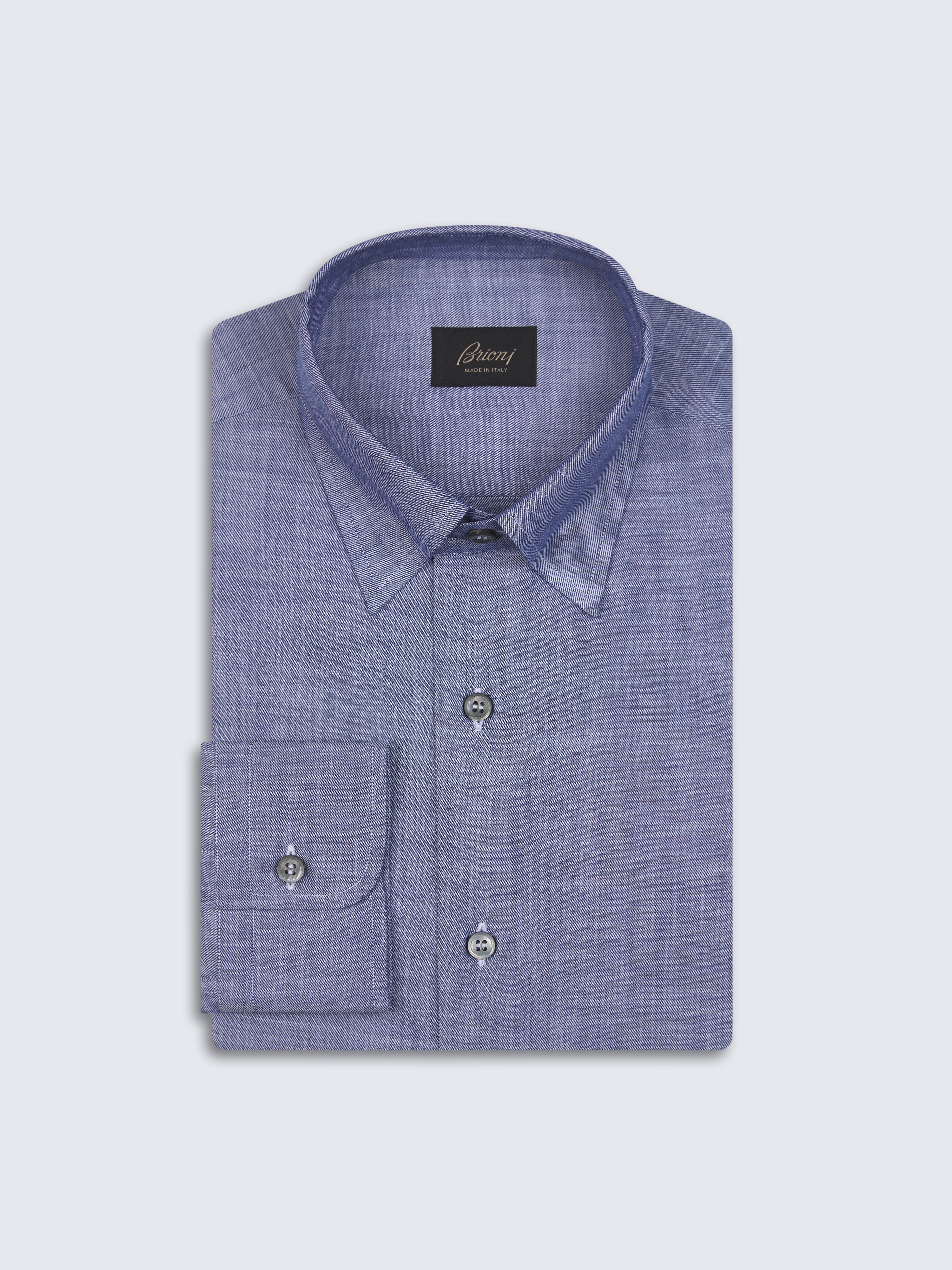 go toChemise à boutonnage dissimulé en coton bleu marine et blanc