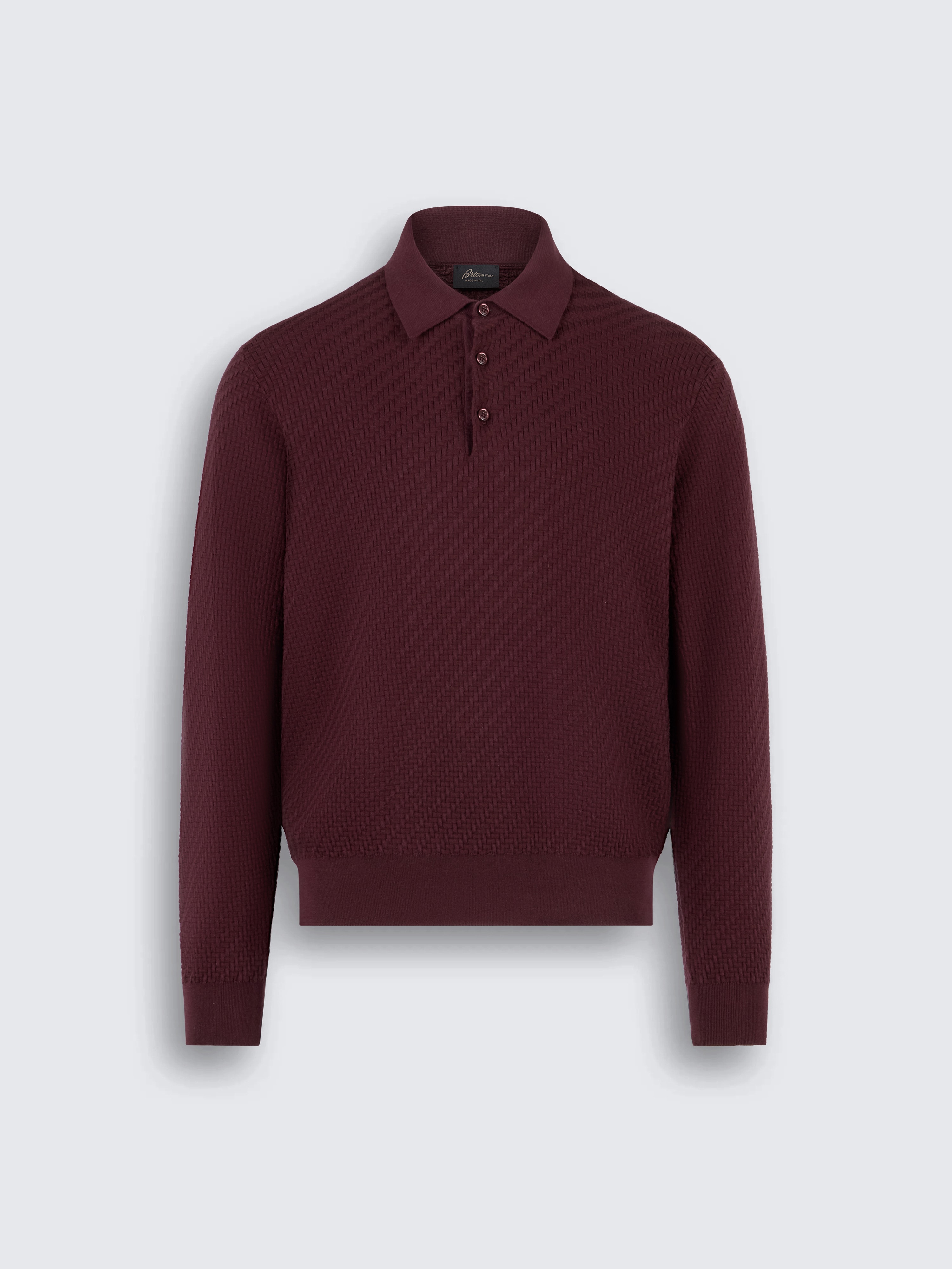 go toBordeaux cotton, silk and cashmere Trama weave long-sleeved polo