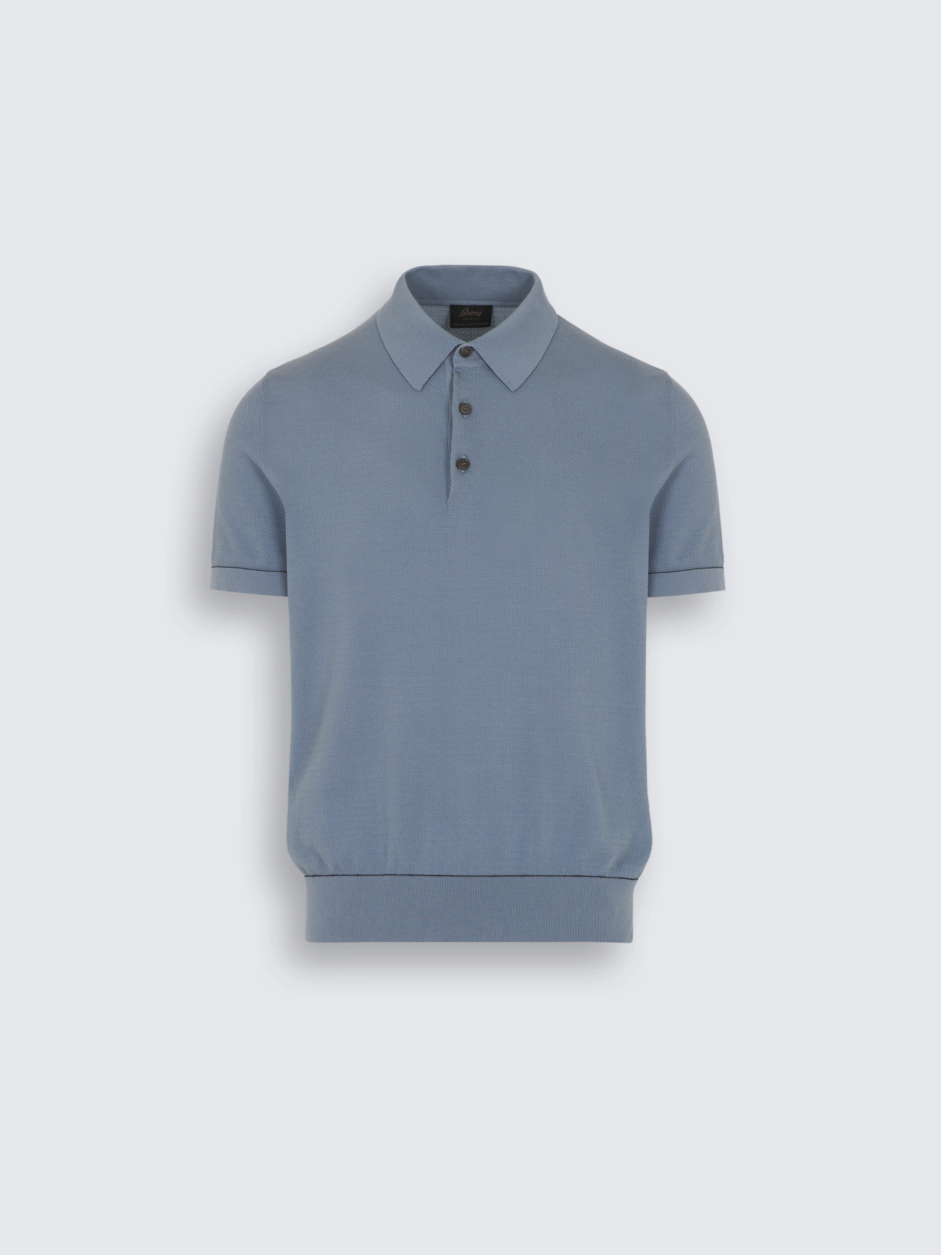 Light blue Sea Island piqué cotton polo