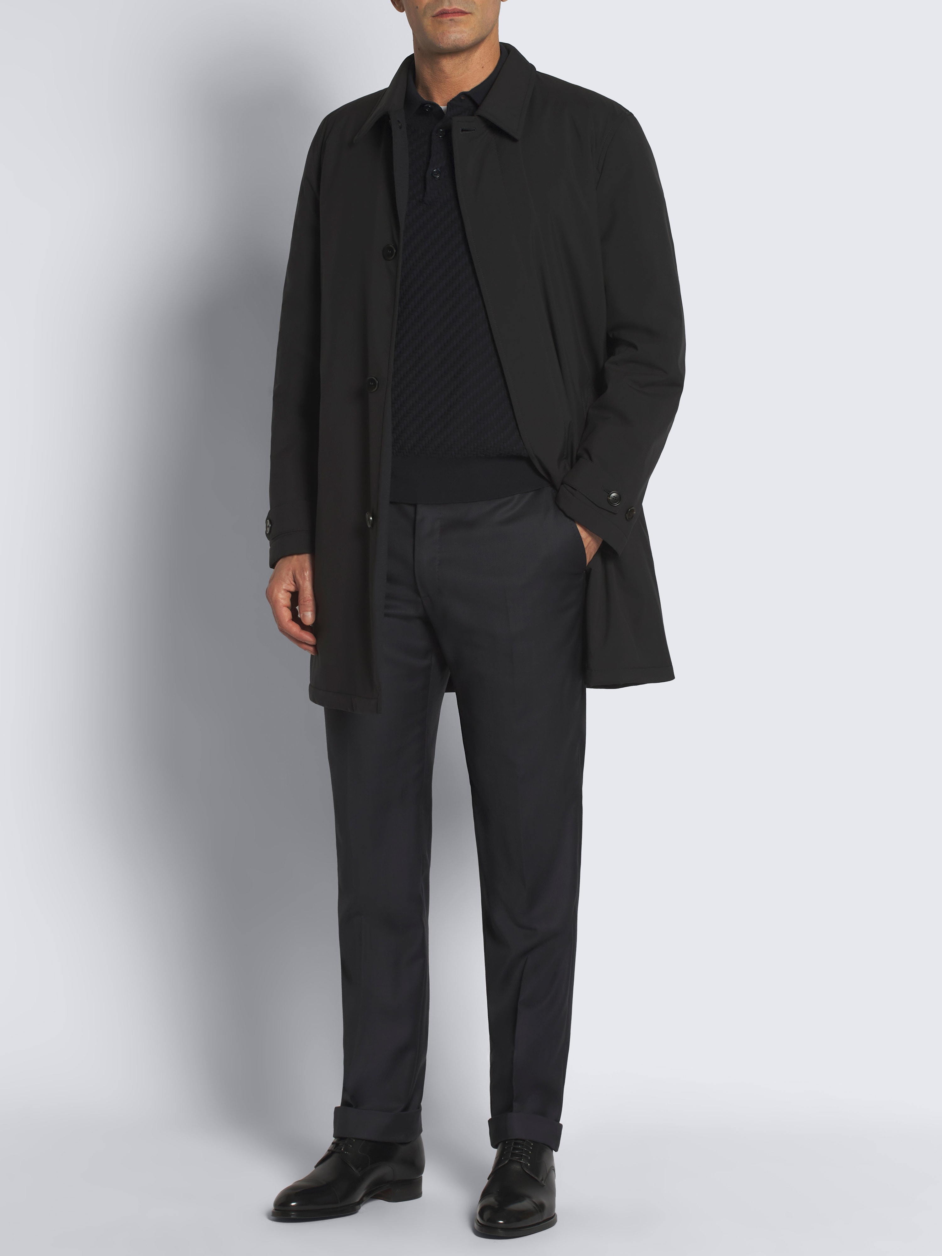 Essential-Car-Coat aus mitternachtsblauem Performa-Gewebe
