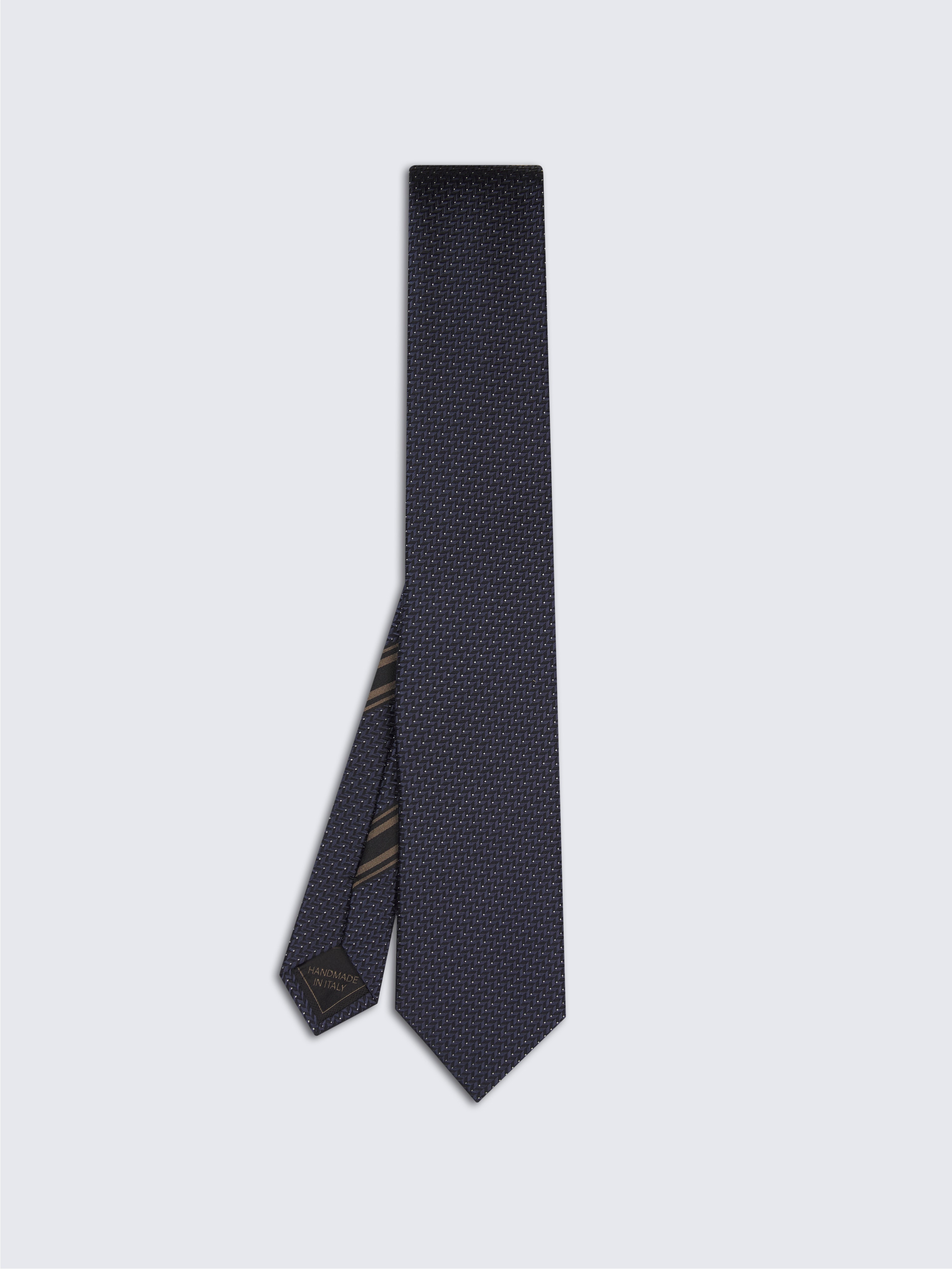 go toMidnight and navy blue micro motif silk tie
