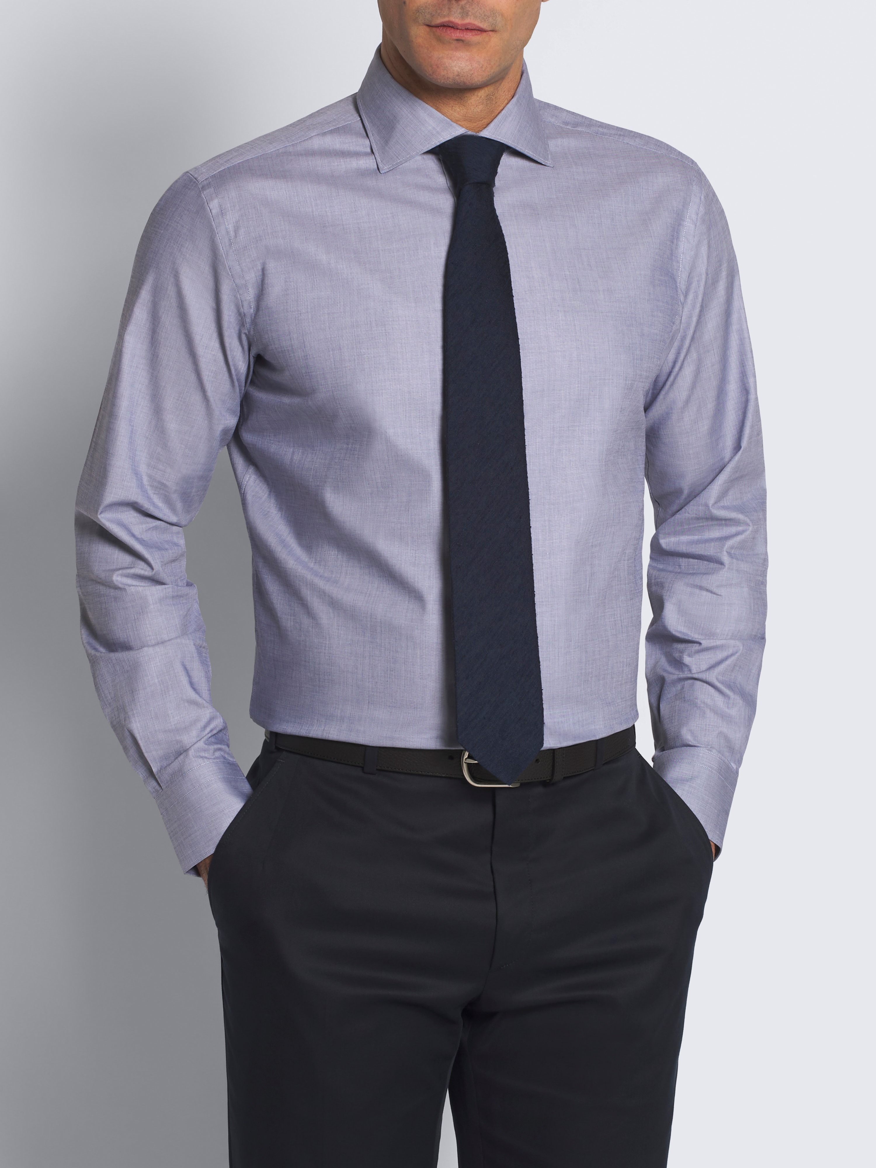 Essential navy blue organic cotton formal shirt