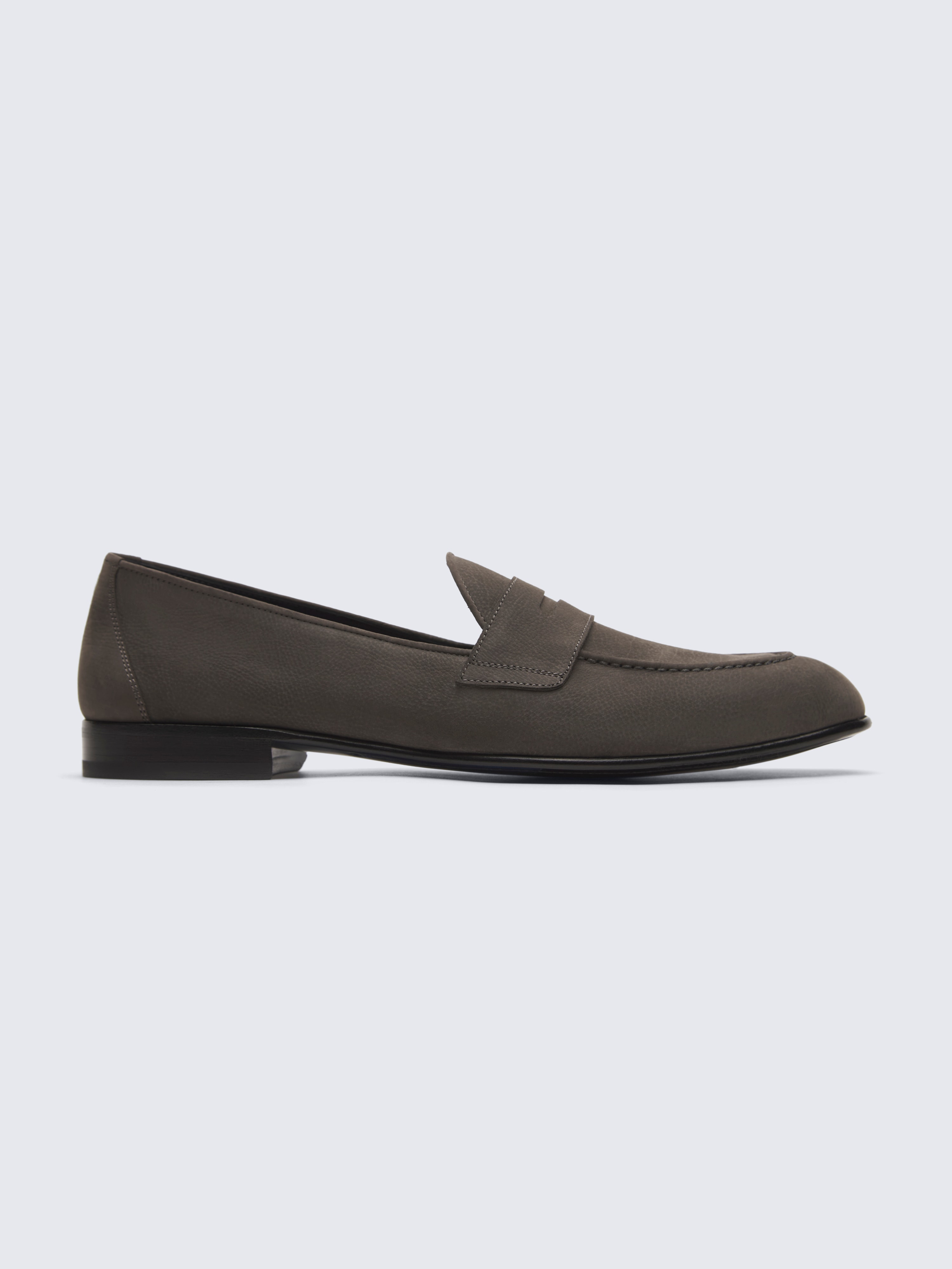 Taupe nubuck Appia penny loafers