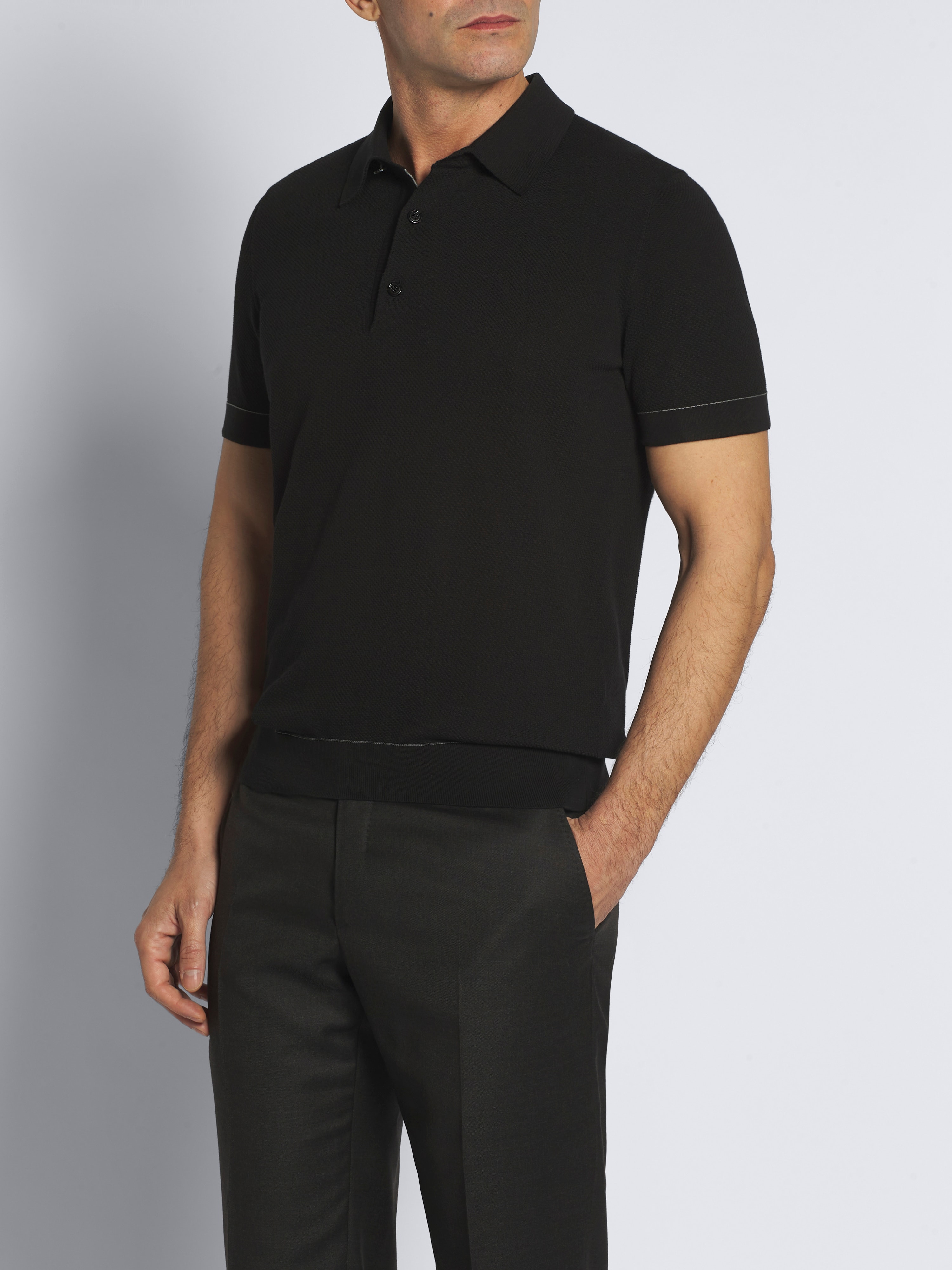 Essential black Sea Island cotton polo