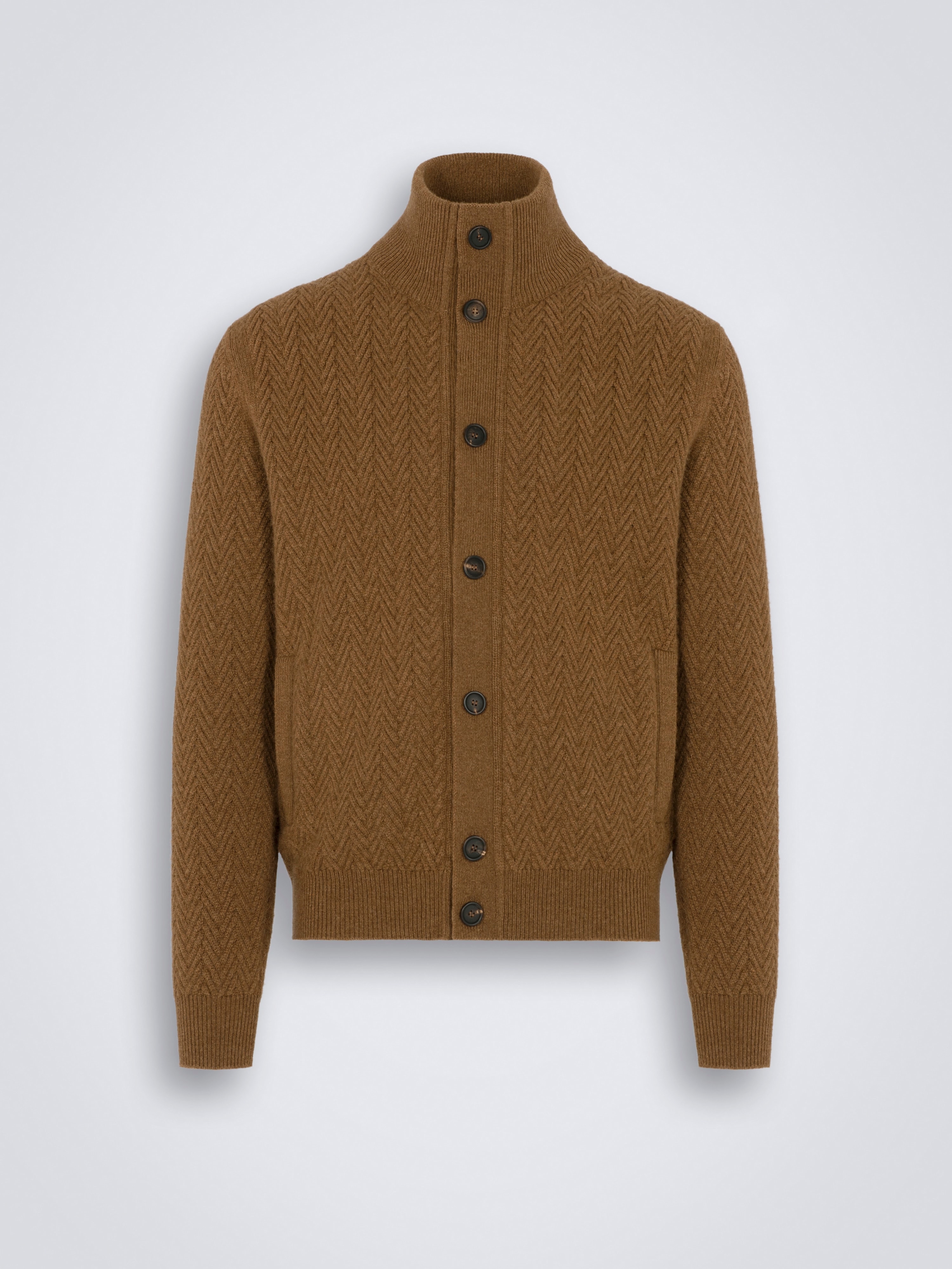 Light brown cashmere and vicuña cardigan
