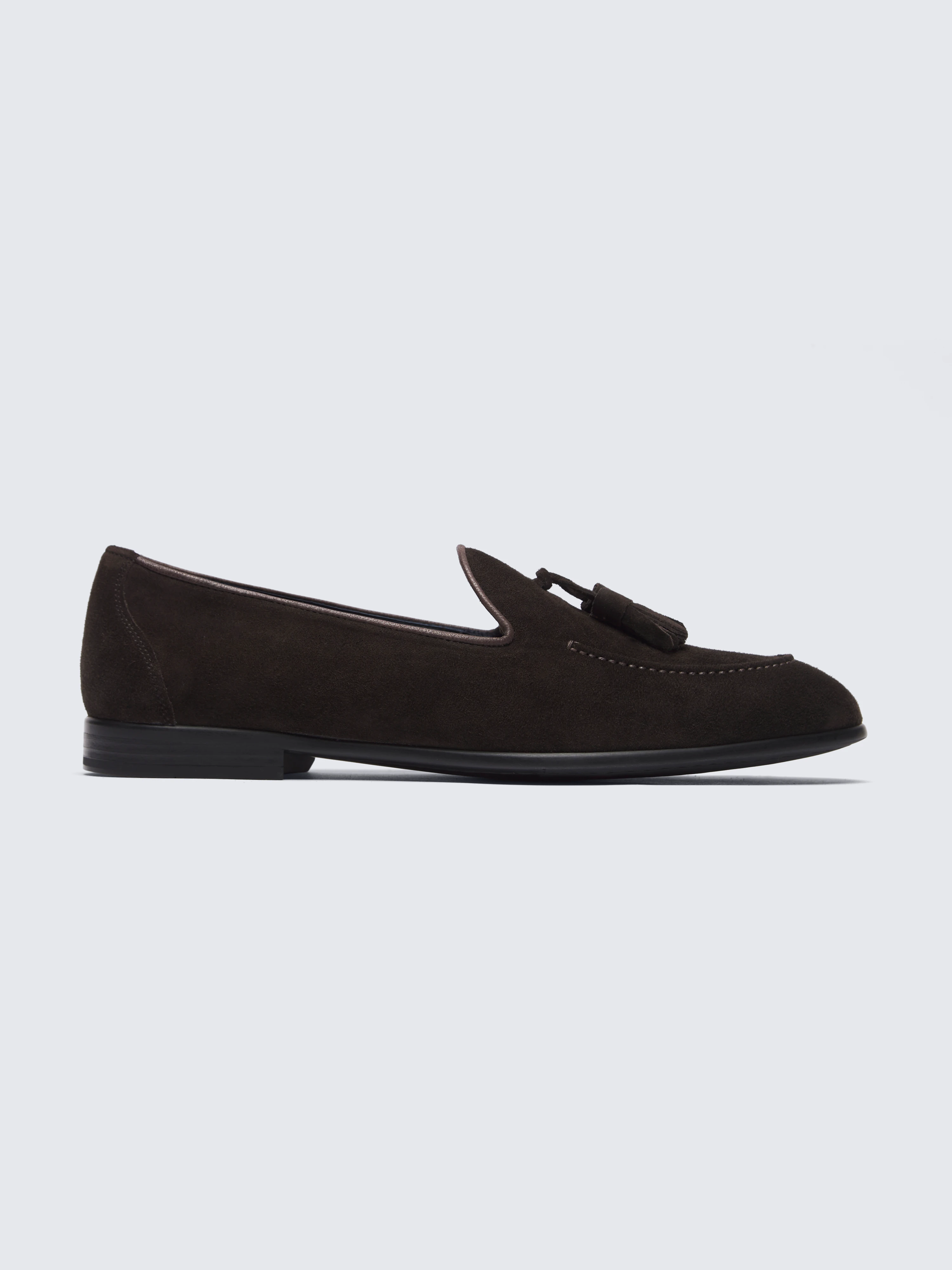 go toDark brown nubuck Appia tassel loafers