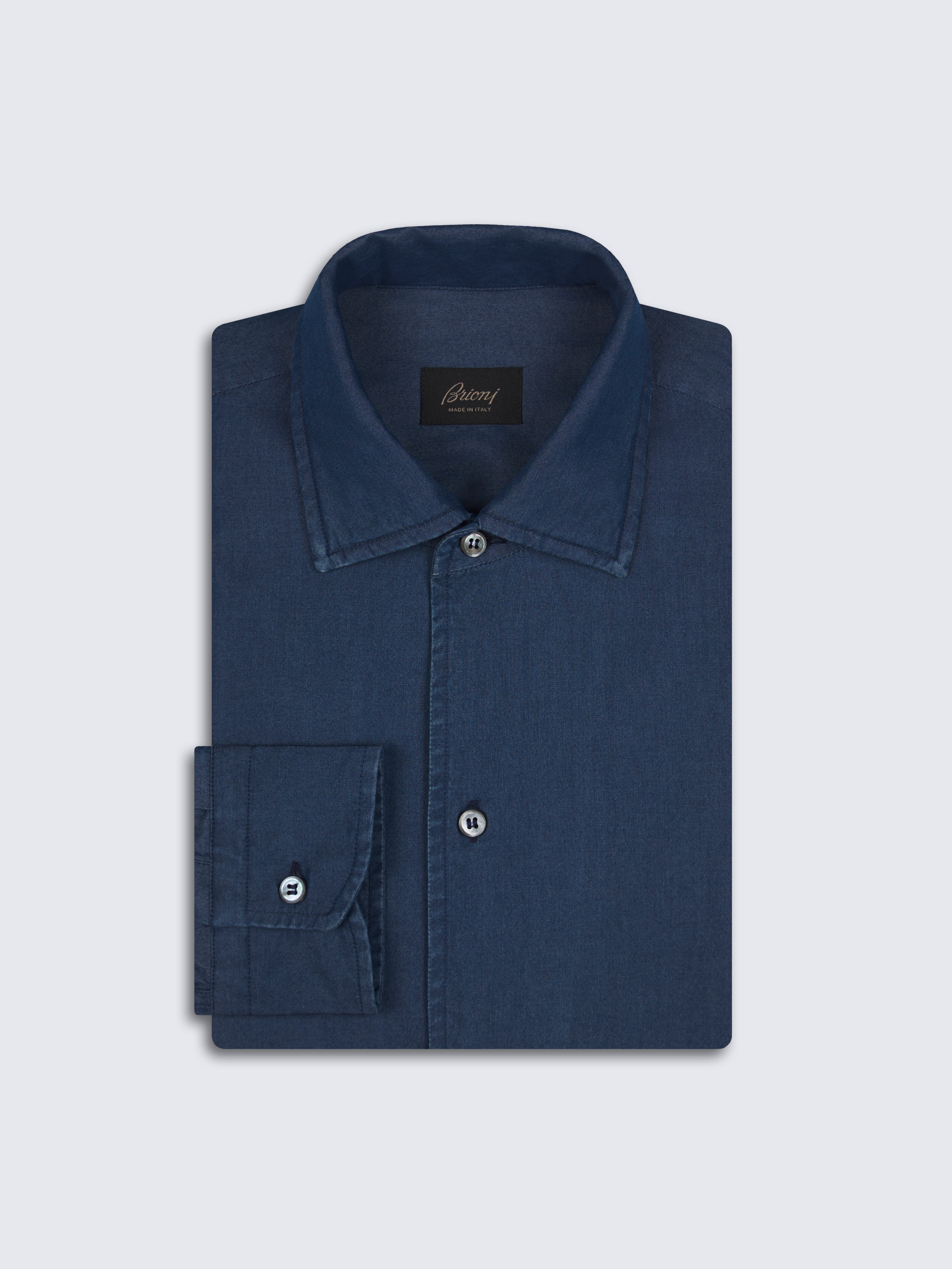 go toNavy blue cotton denim Marcello shirt