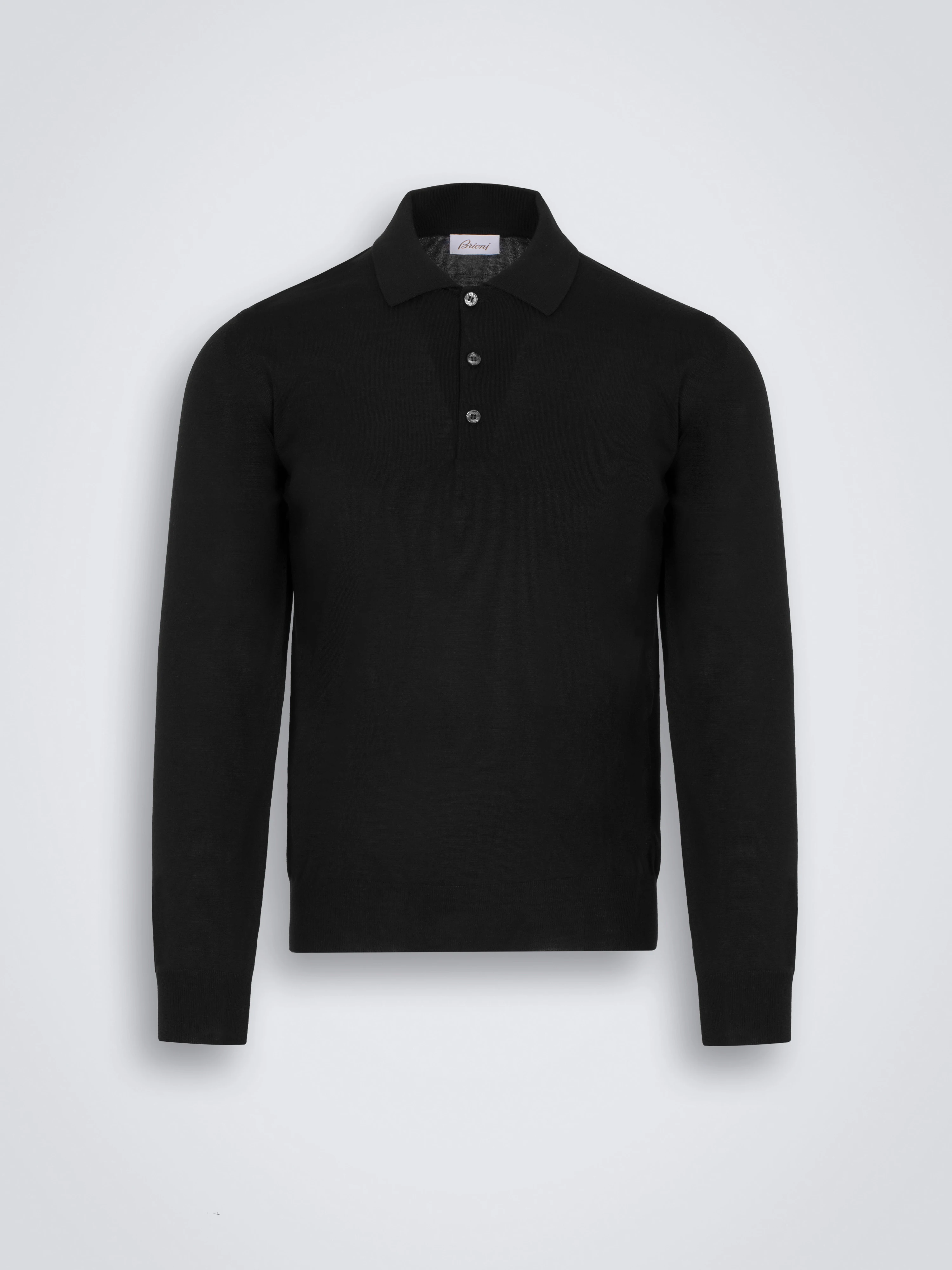 Essential black wool, cashmere and silk polo sweater