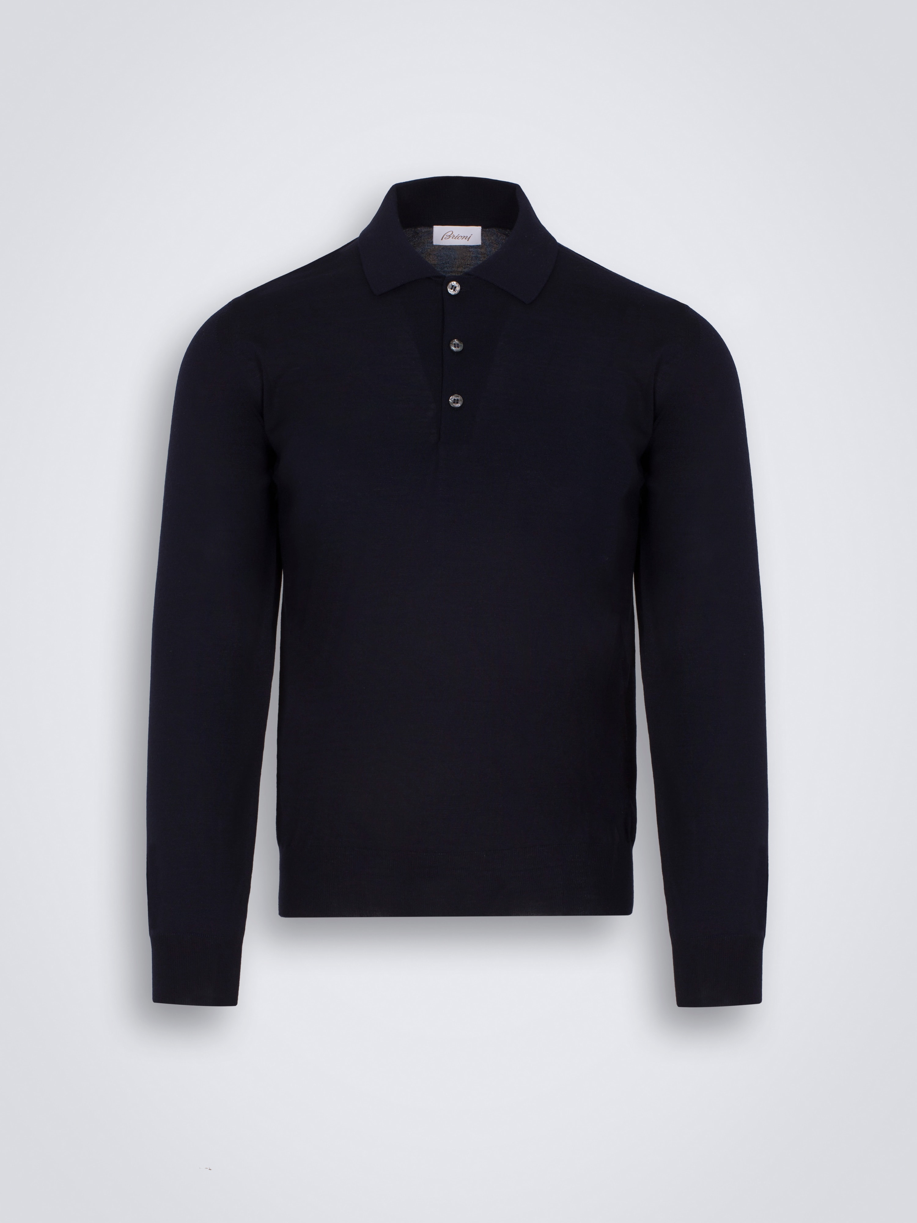 Essential-Polopullover aus mitternachtsblauer Woll-Kaschmir-Seiden-Mischung