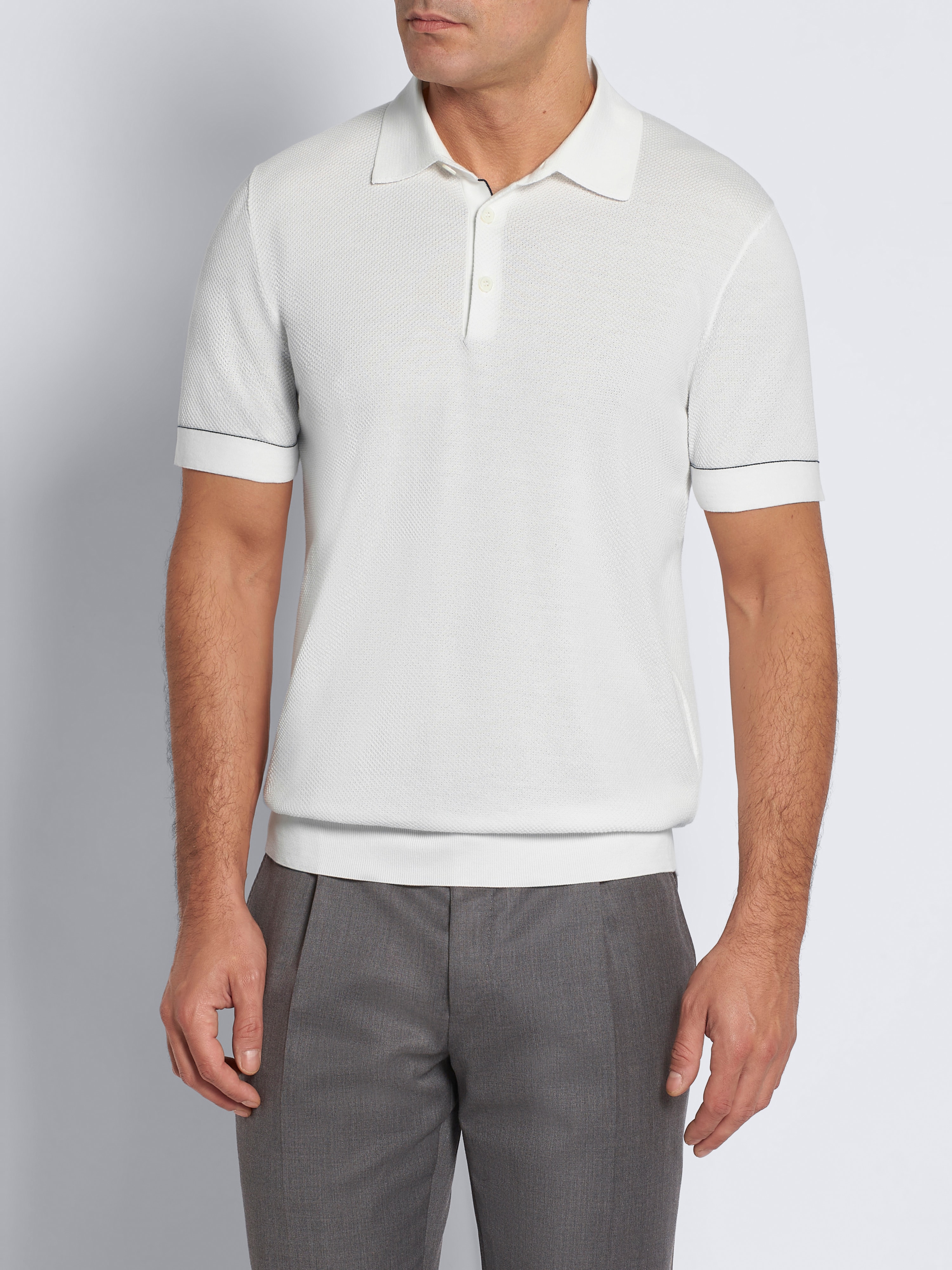 Essential-Poloshirt aus weißer Sea Island-Baumwolle