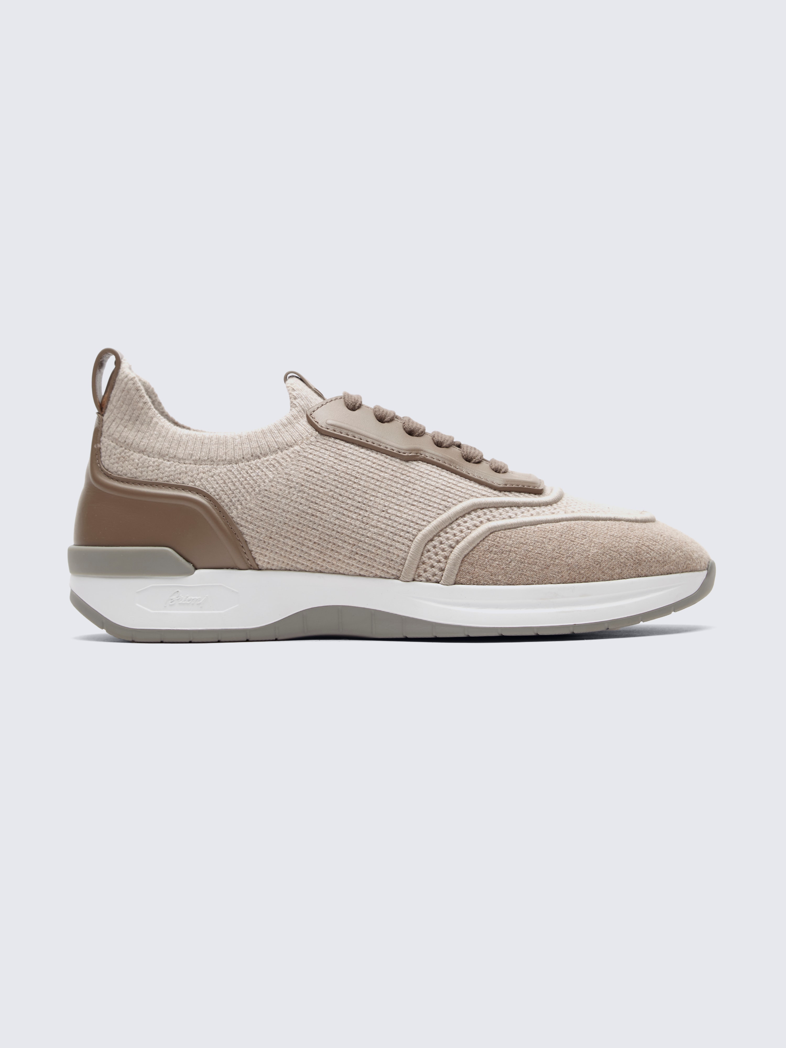 go toBeige cashmere and wool knit sneakers