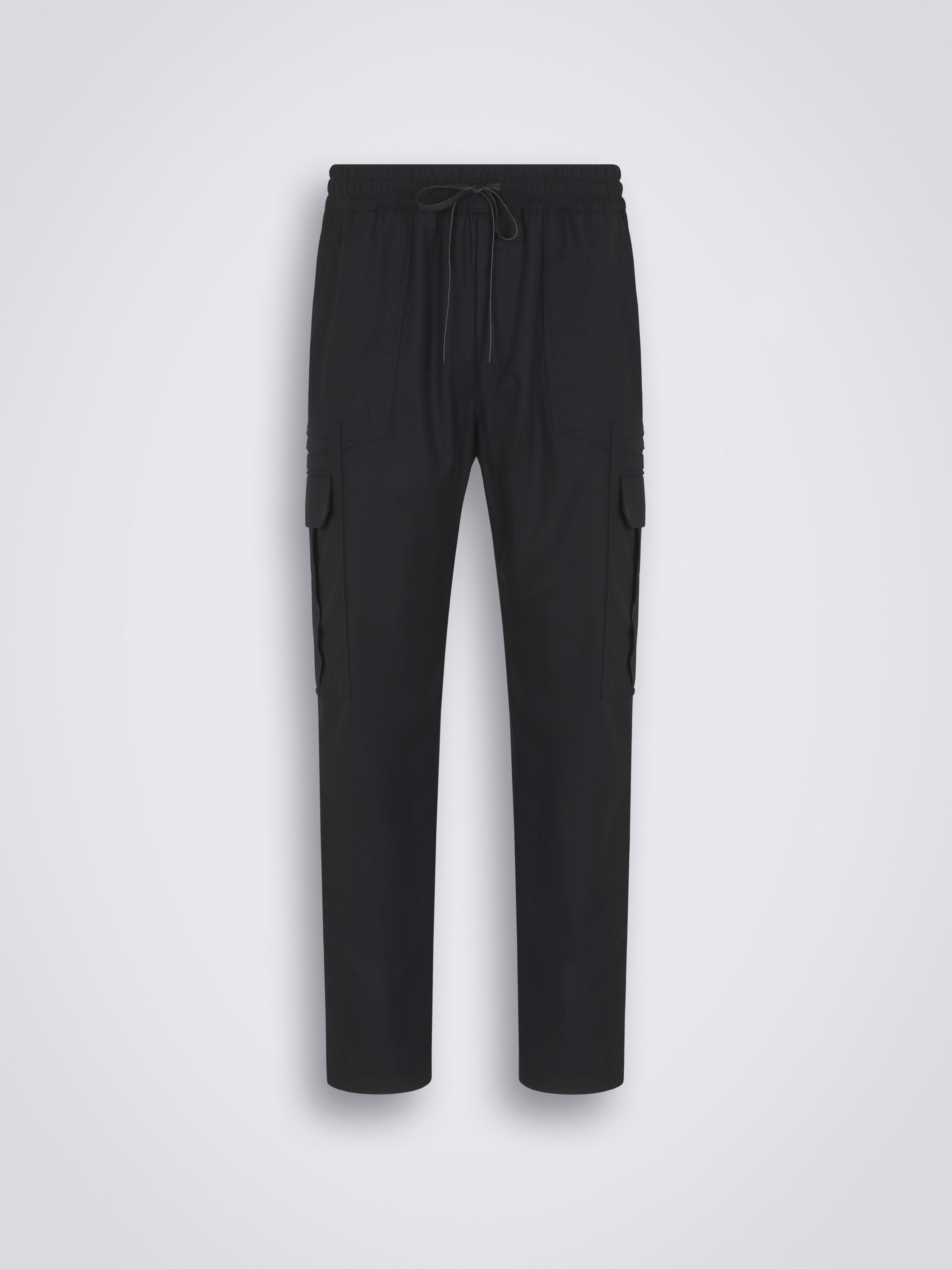 Mitternachtsblaue Lucca-Hose aus Wollflanell-Twill