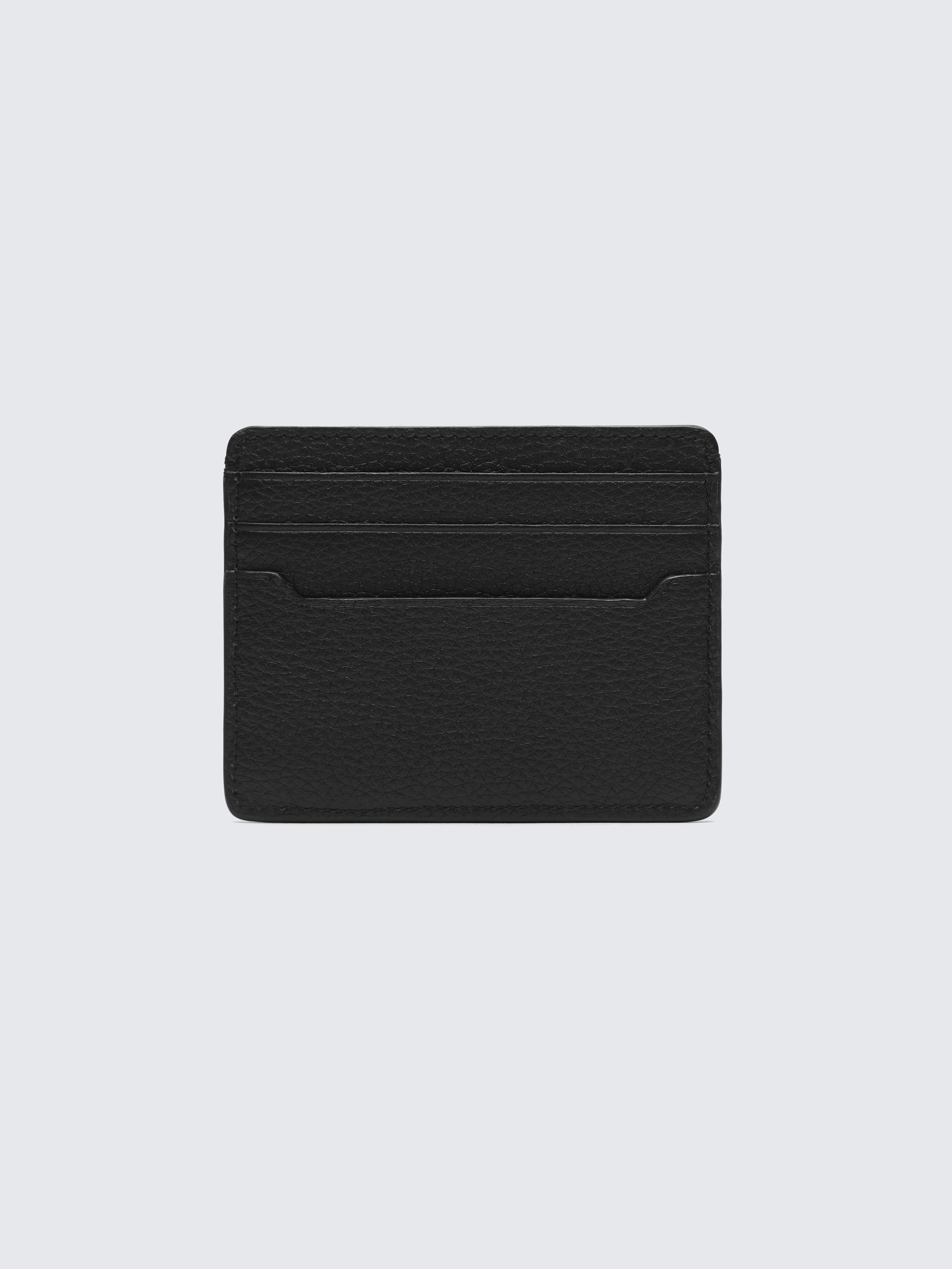 Black grained leather card holder