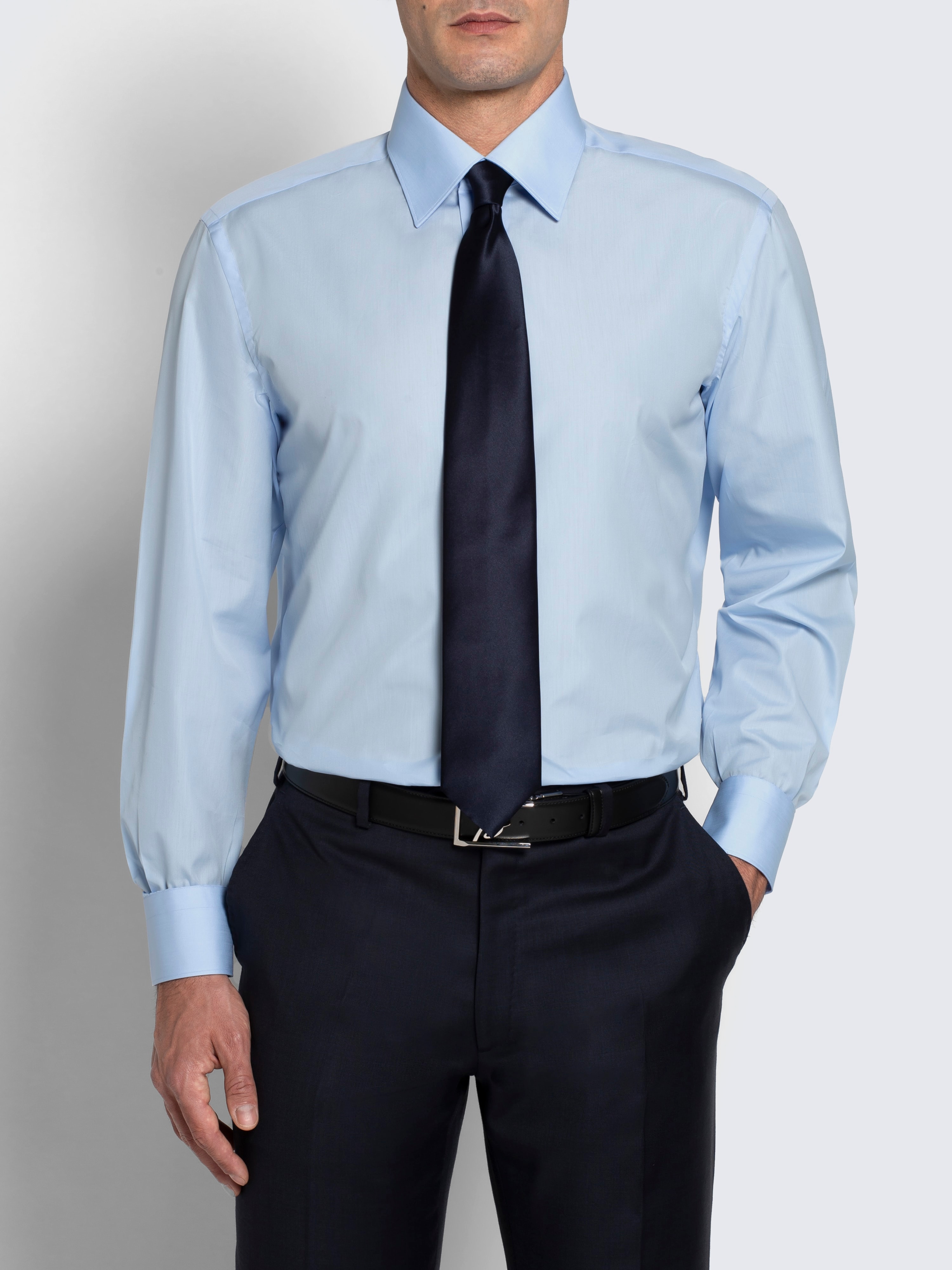 Essential sky blue cotton formal shirt
