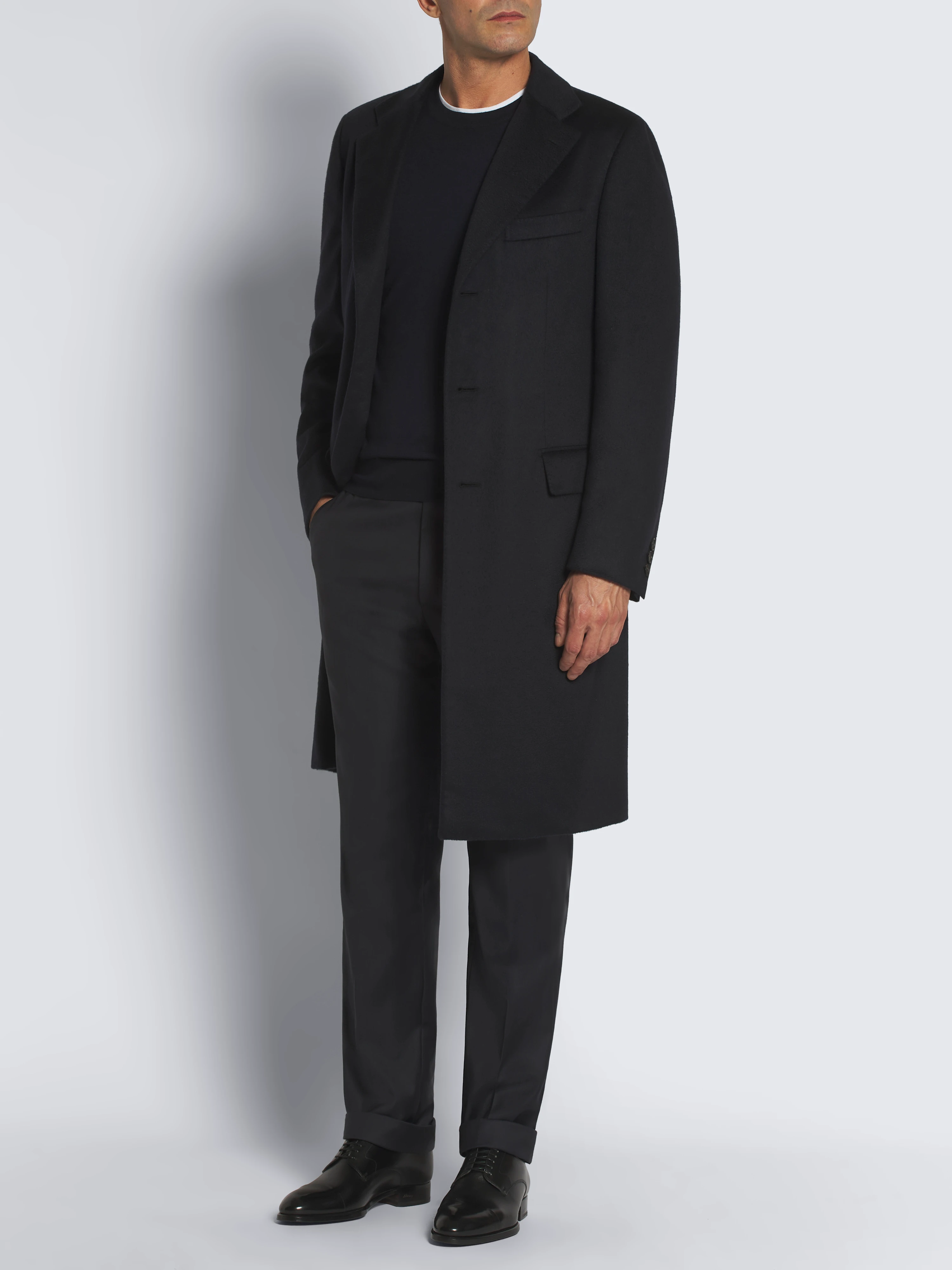 Essential navy blue cashmere Brunico overcoat