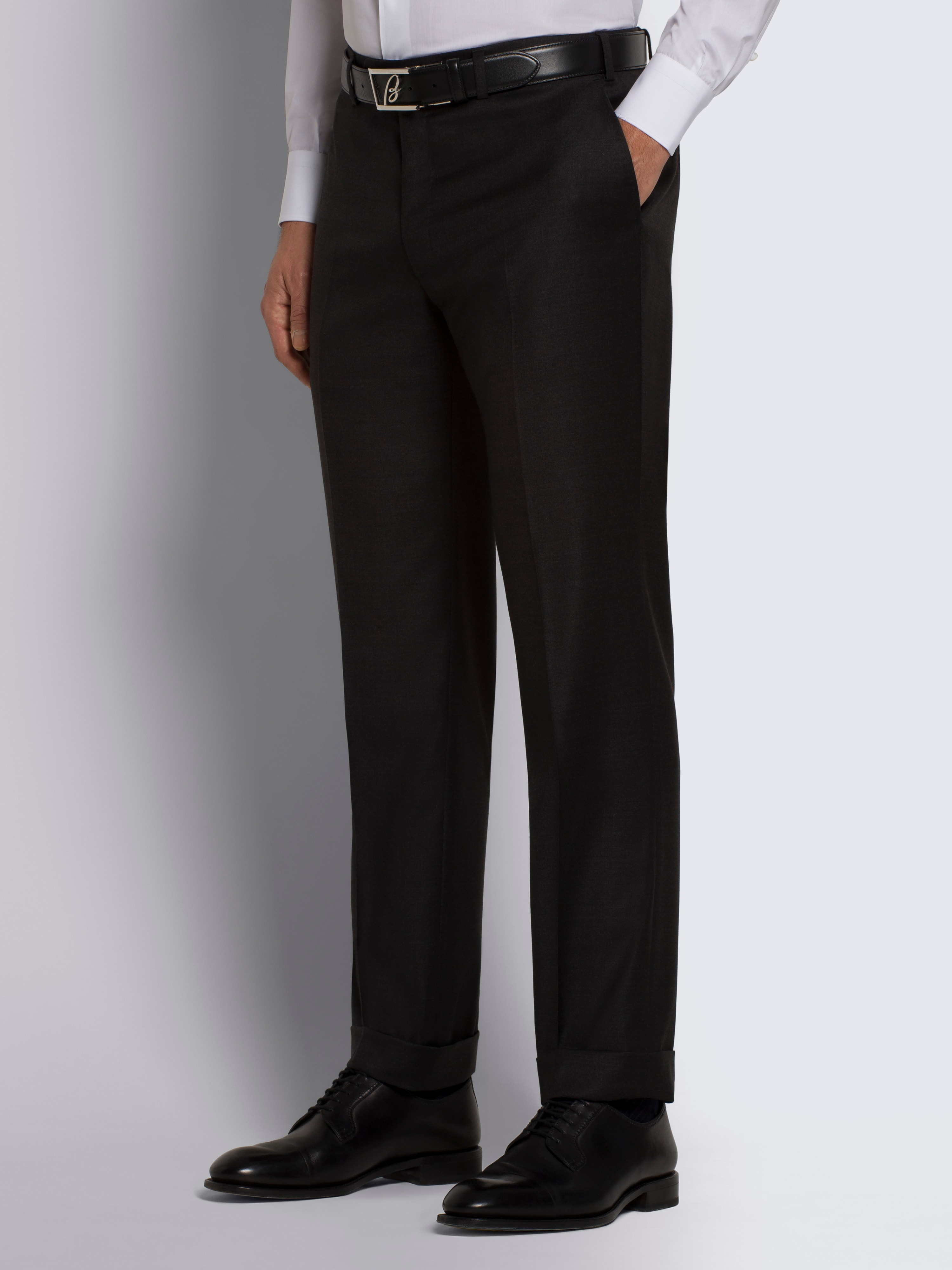 Essential charcoal grey Super 130's wool Tigullio trousers