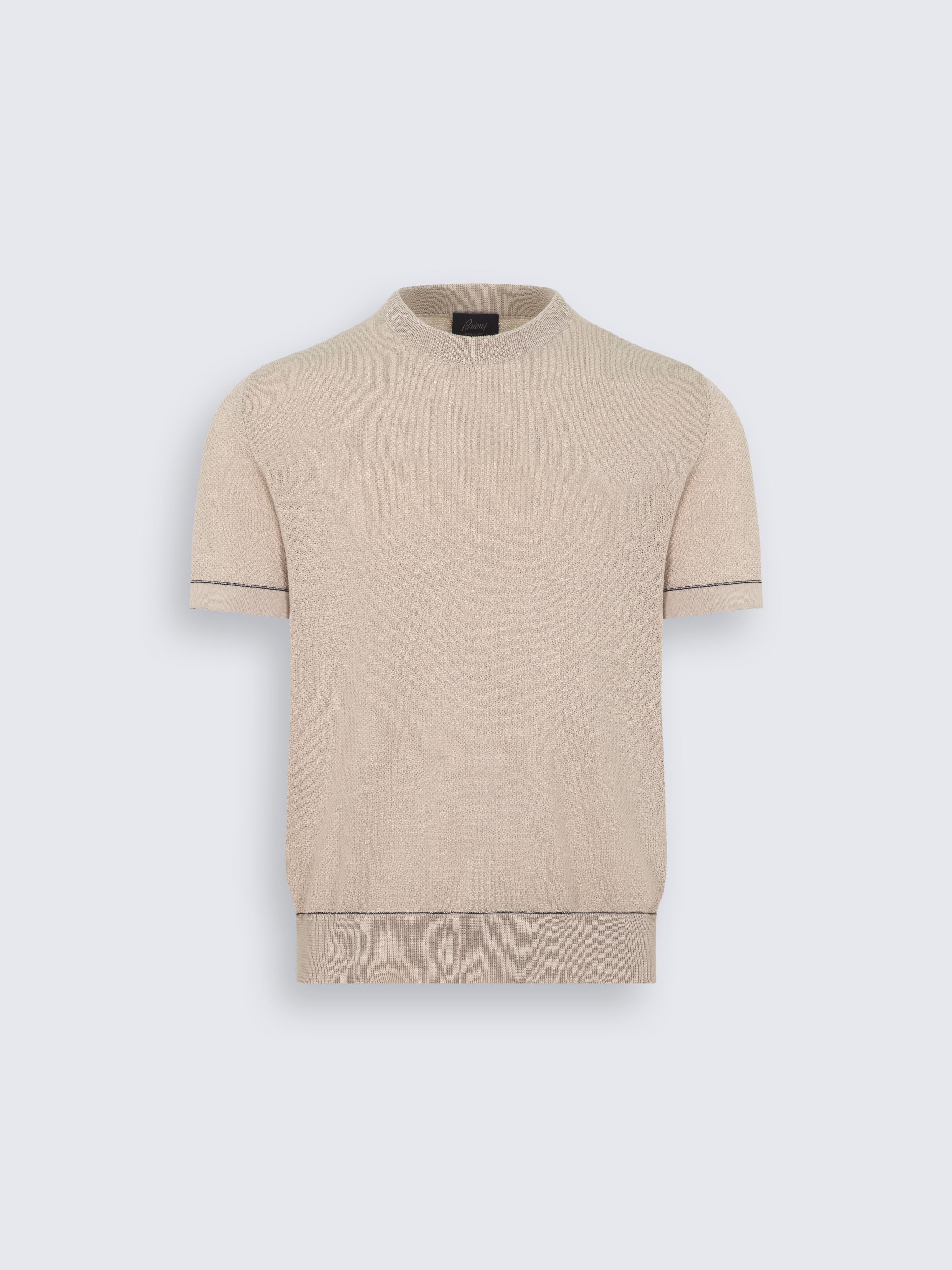 go toT-Shirt aus Sea Island-Baumwolle mit Piqué-Struktur in Beige